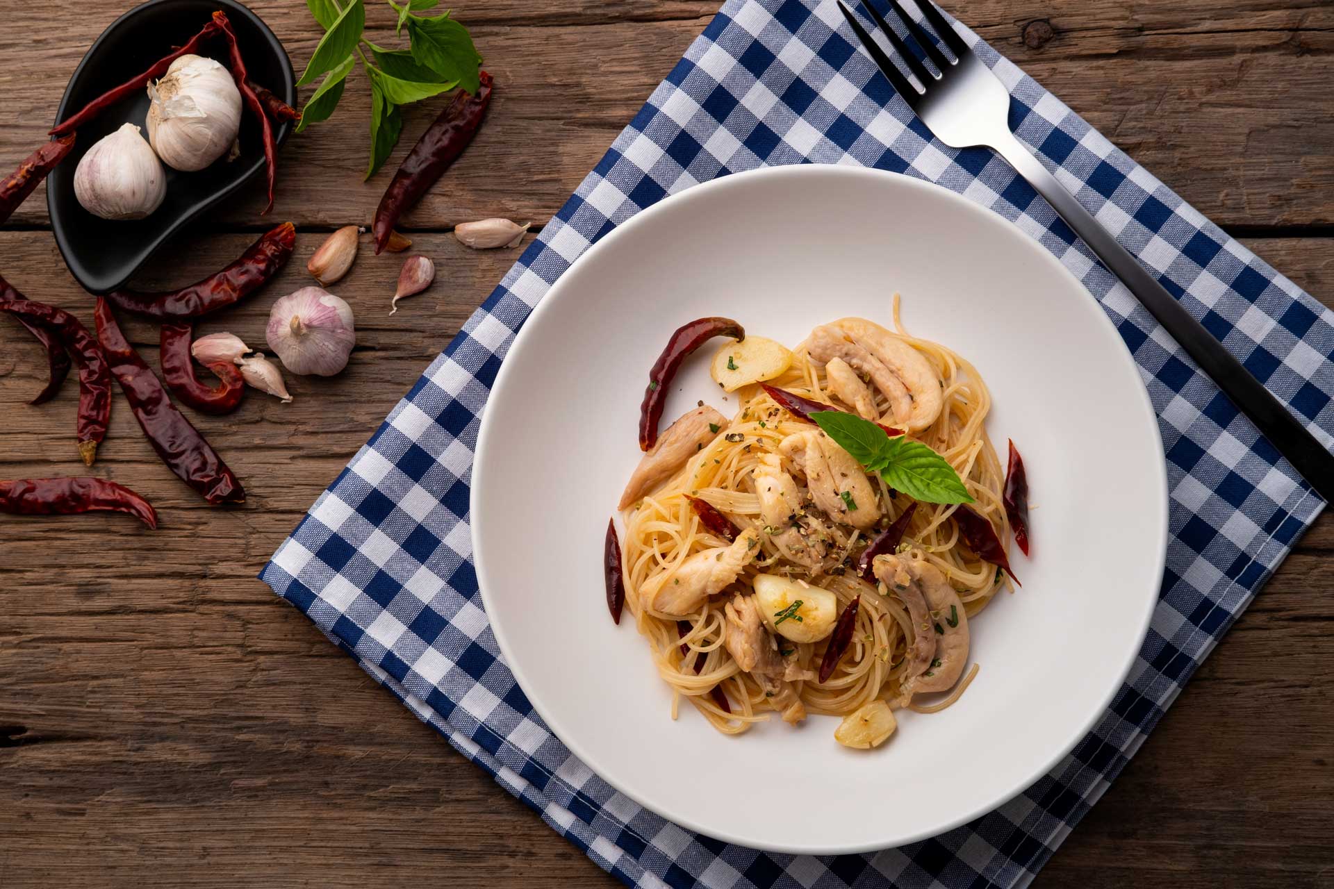 Capellini piccanti al pollo